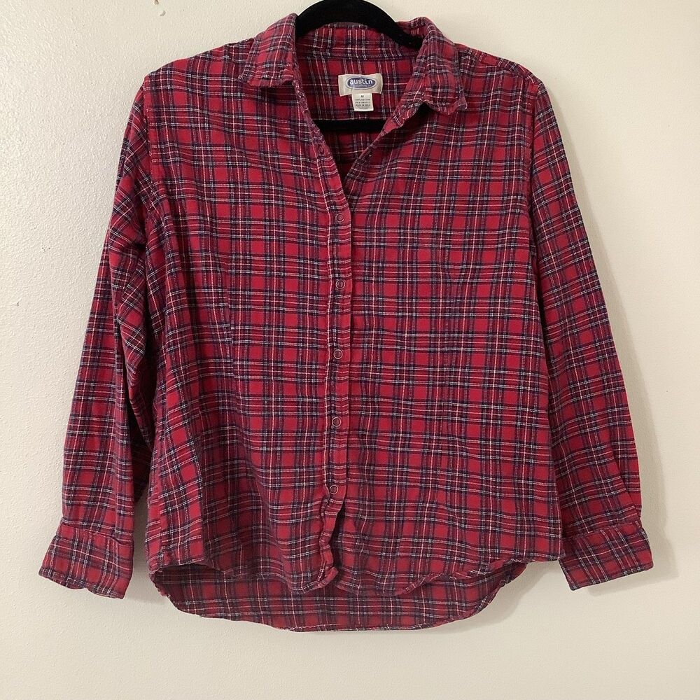 Vintage‎ 90s Red Plaid Outsoorsy Barn Chores Western Cotton Button Up Shirt M